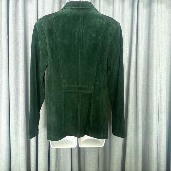 NWT Dennis Basso womens Medium washable suede green coat - Picture 2 of 7